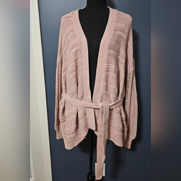 Wynn Collection Open Stitch Belted Cardigan Plus Size 2X - Picture 1 of 10